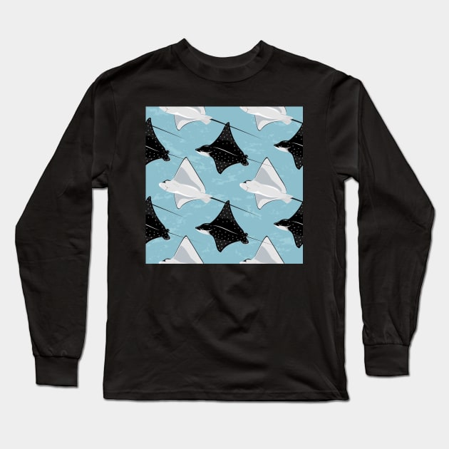 Eagle rays on blue Long Sleeve T-Shirt by Avisnanna